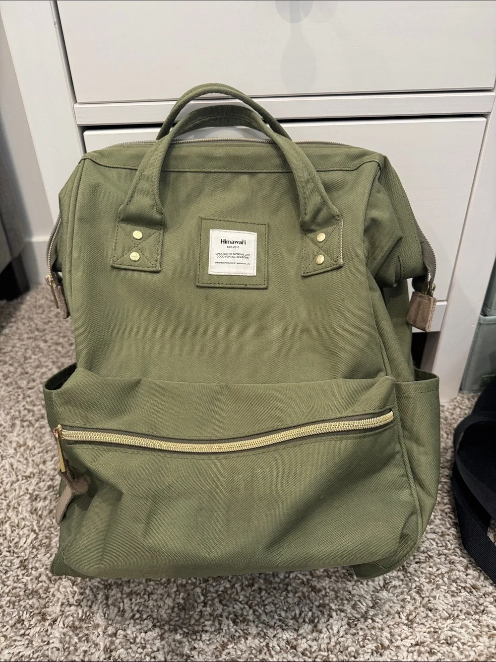 Himawari Olive Green Canvas Backpack for Women
